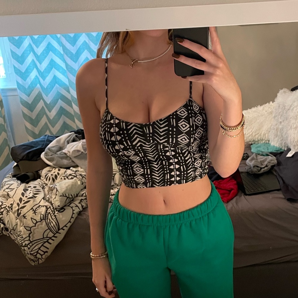 Patterned spaghetti strap crop top